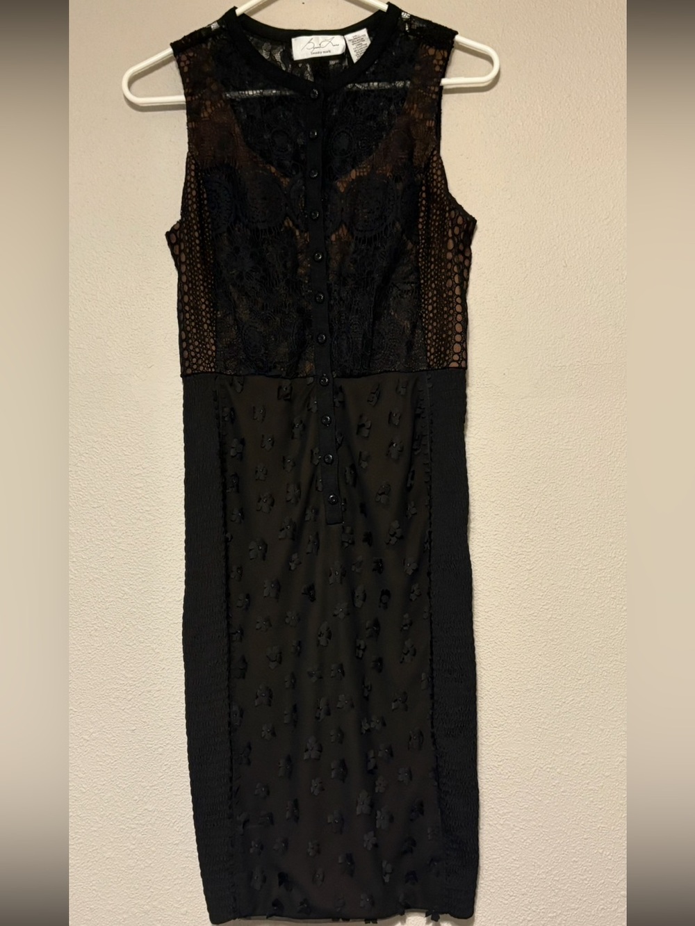 Anthropology/Byron Lars Beauty Mark Black Lace Button-Front Midi Dress